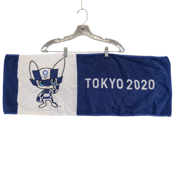 Tokyo 2020 Official Olympics Towel Blue White 12.5x33 Anime Mascot Logo - Picture 1 of 6